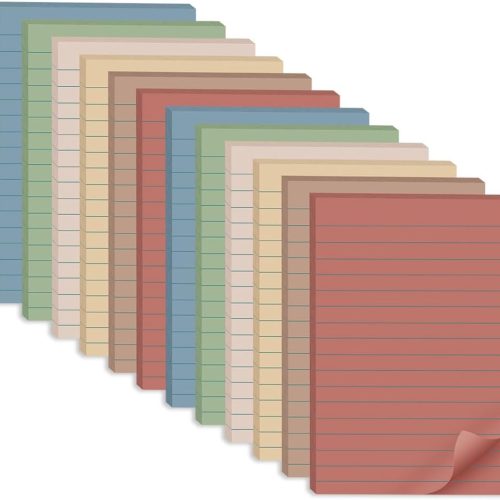 Lined Sticky Notes 4X6 in Vintage Large Notepads with Lines Ruled Stickies Super Sticking Power Office School Memo Note Pads Post on Windows Doors Recyclable Easy to Write on