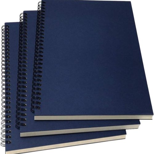 B5 Spiral Notebook Lined Spiral Ruled Journal with Hard Kraft Cover 70 Sheets 140 Pages 3-Pack Blue