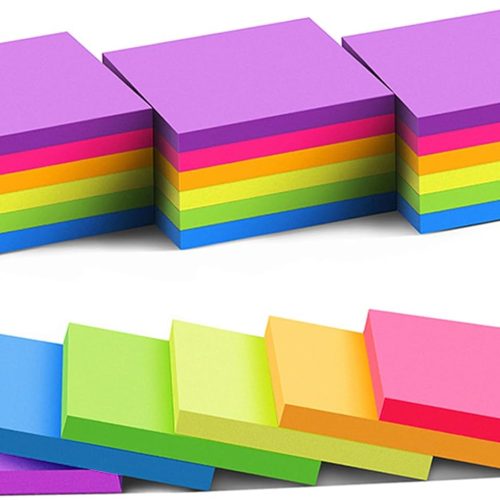 Sticky Notes 3X3 in Post Bright Stickies Colorful Memo Pads Super Sticking Power Strong Adhesive 74 Sheets Per Pad
