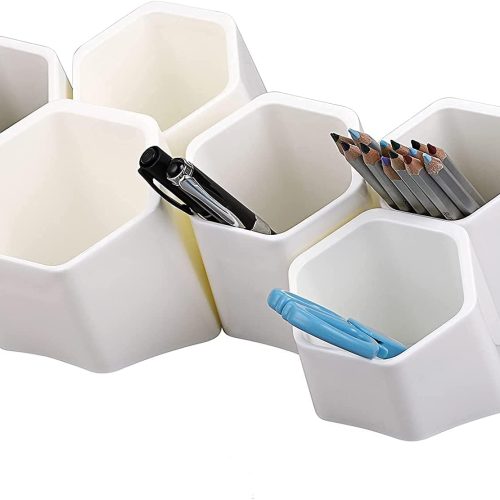 Wooden Multifunctional Pen Holder Desk Stand with 9 Slots and Phone Holder