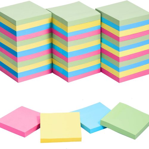Sticky Notes 3X3 Inches Bulk 36 Pack 3600 Sheets Colored Self-Stick Pads 100 Sheets Per Pad 4 Bright Colors Yellow Green Pink Blue for Office Supplies School Home