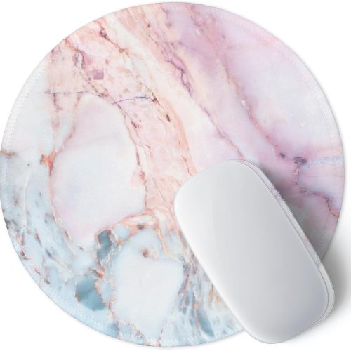 Marble Round Mouse Pad Pink Marble Customized Premium-Textured Washable Desktop Protection Mouse Mat with Non-Slip Rubber Base 7.87 X 7.87 X 0.12 Inches Pink Marble
