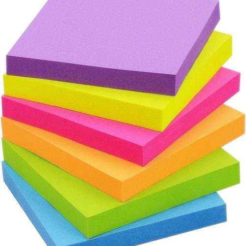 Sticky Notes 3X3 Inch 6 Pack Bright Colors 100 Sheets Per Pad 600 Total Bright Colors Strong Self-Stick Adhesive Removable and Repositionable Ideal for Office School and Home Reminders