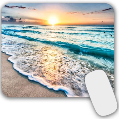 Mouse Pad Gaming Mouse Pad Non-Slip Rubber Base Mouse Mat with Designs for Laptop Computer and Office 9.5 X 7.9 X 0.12 Inches Sea and Beach