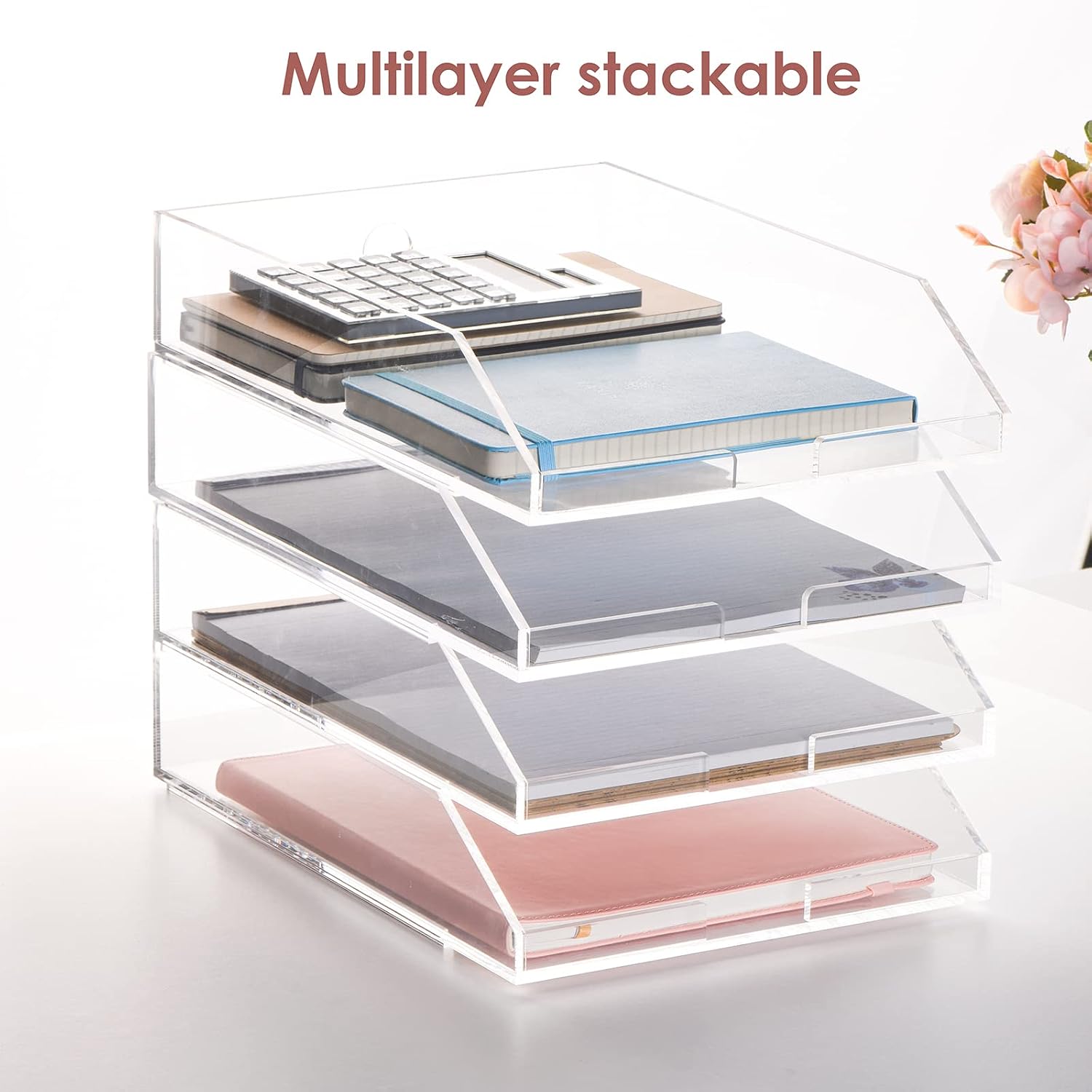 Stackable Transparent Acrylic Document Tray - Image 2
