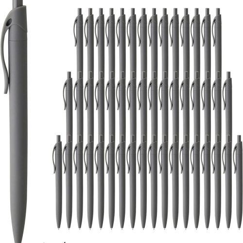 Pens Bulk No Bleed Grey Barrel Black Ink Click Pens Wholesale Retractable Ballpoint Pens Medium Point Smooth Black Ink Pen 1.0MM