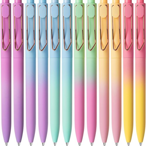 Ballpoint Pens Gradient Color Barrels Black Ink Cute Ballpoint Pens Black Ink Cute Pens for Journaling