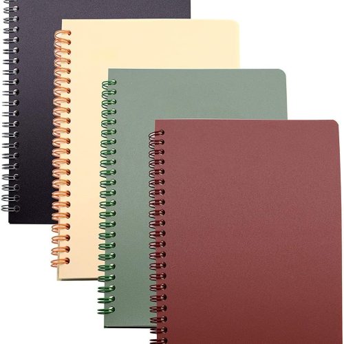Spiral Notebook 4 Pcs 8.3 Inch X 5.9 Inch A5 Thick Plastic Hardcover 8mm Ruled 4 Color 80 Sheets 160 Pages Journals for Study and Notes