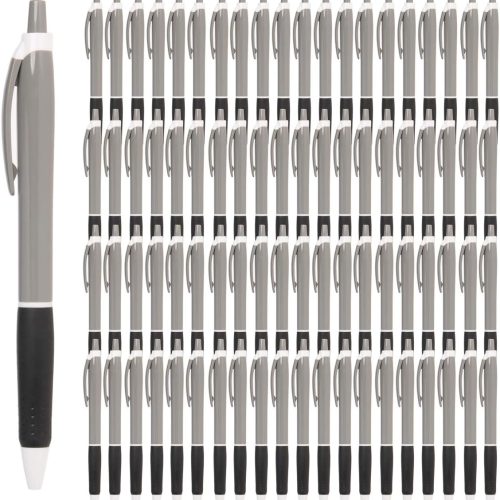 Retractable Ballpoint Pens 100-Pack Black Ink Gray and Black 1.0mm Medium Point Bulk Pens for Office and School Supplies Smooth Writing for Notebooks and Journals