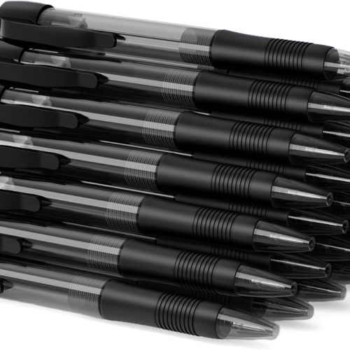 Pens Bulk No Bleed Black Ink Click Pens with Soft Grip Wholesale Retractable Ballpoint Pens for Office School Medium Point Smooth 1.0MM