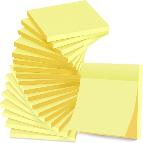 Sticky Notes 3X3 in Yellow Strong Adhesive Clean Removal Recyclable Self-Stick Pads Easy to Post for Home Office Notebook