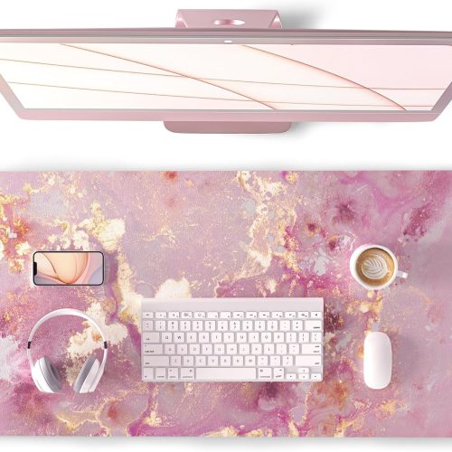PU Leather Large Mouse Pad Office Decor 31.5 X 15.7 Rose Gold Desk Decor Accessories Extended Size Waterproof and Easy to Clean Smooth Surface Non-Slip Desk Organization