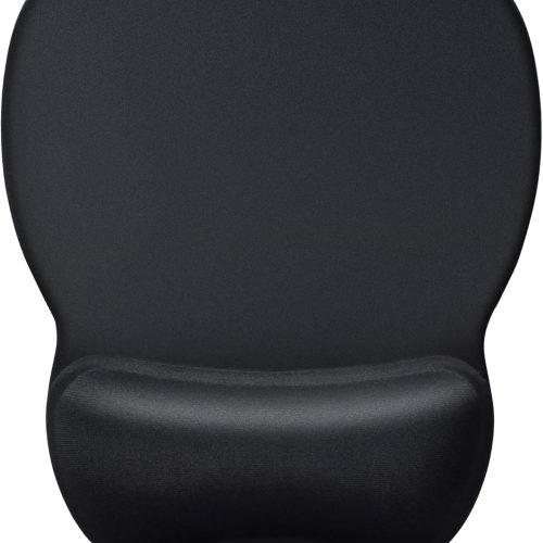 Ergonomic Mouse Pad with Gel Wrist Rest 9.4 X 8.1 in Black Ergonomic Shape Design for Pain Relief Cooling Feel Gel Cushioning for Wrist Comfort Smooth Lycra Surface Non-Slip PU Base