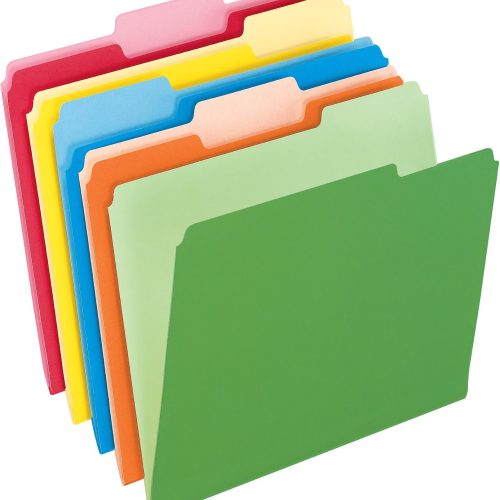 Two-Tone Color File Folders Assorted Colors 1/3 Cut 100 Per Box