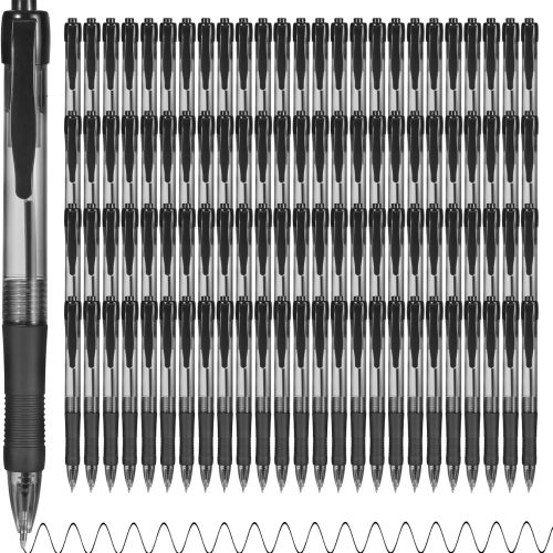 Pens Bulk No Bleed Black Ink Click Pens with Soft Grip Wholesale Retractable Ballpoint Pens for Office School Medium Point Smooth 1.0MM