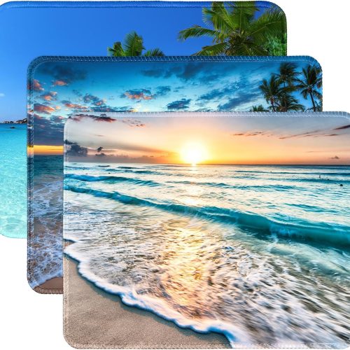 Small Mouse Pad Beach Square Mouse Mat for Wireless Mouse Office Computer Mousepad for Desk Mat Laptop with Non-Slip Rubber Base