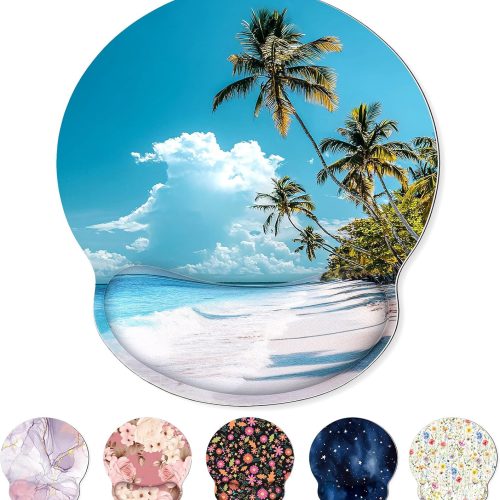 Ergonomic Mouse Pad with Wrist Rest Small Mousepad with Non-Slip Rubber Base and Smooth Surface Beach Mouse Pads for Desk Office Desk Accessories